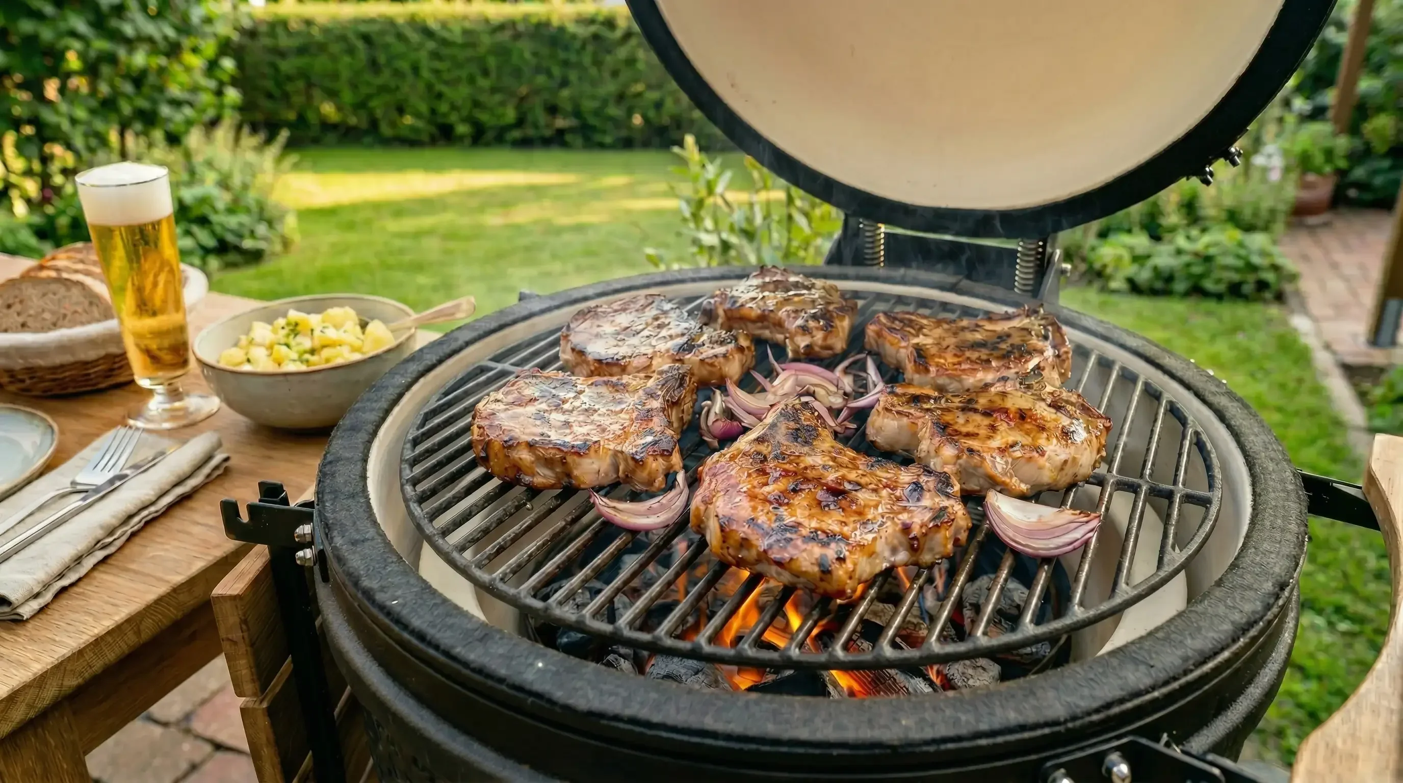 échines de porc au kamado